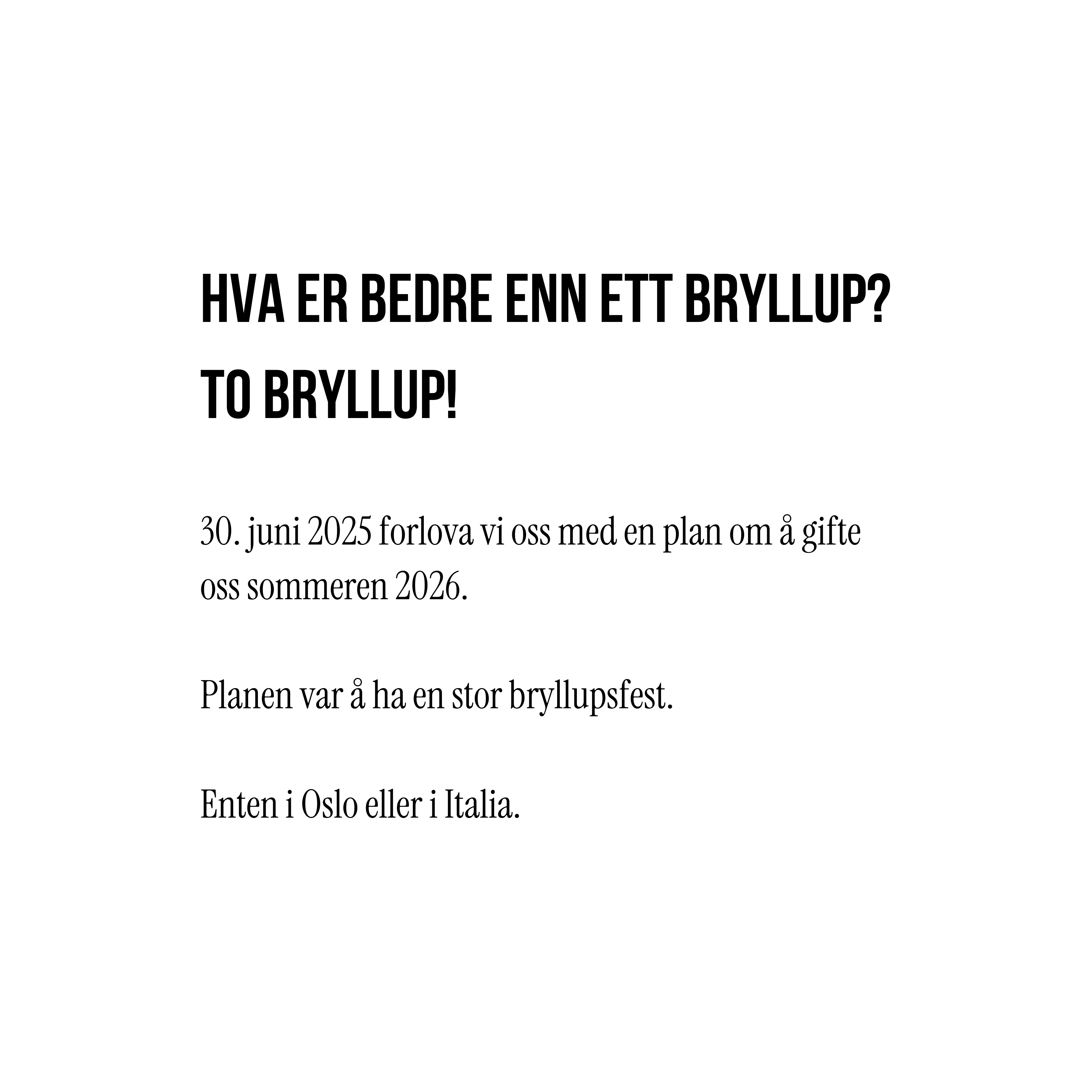 Bryllup story 1